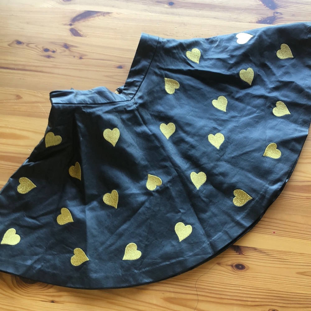 Black with gold hearts pleather high waisted skirt
